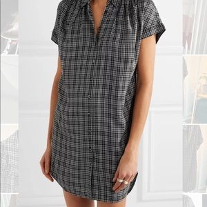 Madewell Black Plaid Button Up Dress